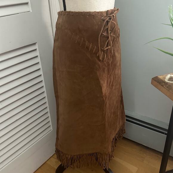 New THE KEENAN LEATHER CO Womens Skirt Suede 100% Leather Fringe Western 40 US 8 - Picture 5 of 15